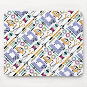Modern Sewing Supplies and Tools Pattern Mouse Pad