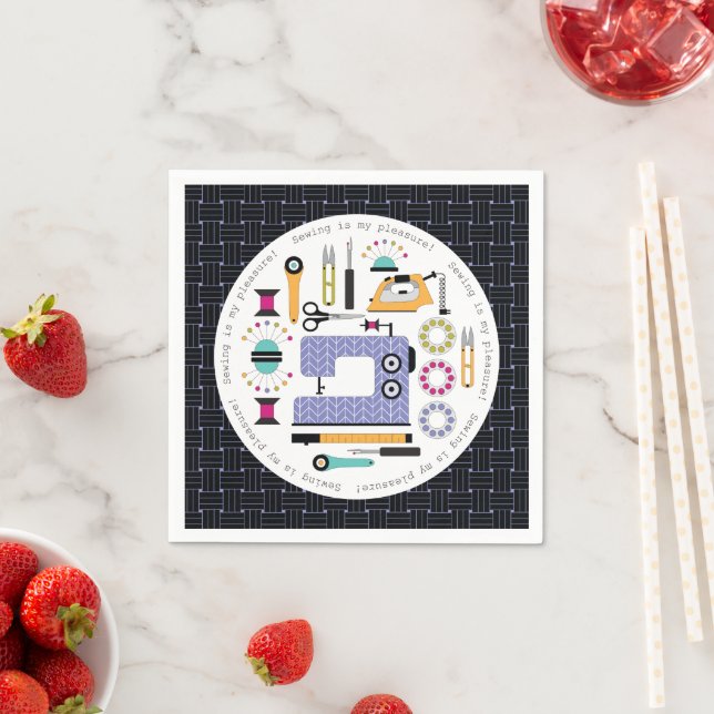 Modern Sewing Supplies and Tools Pattern Napkin (Insitu)
