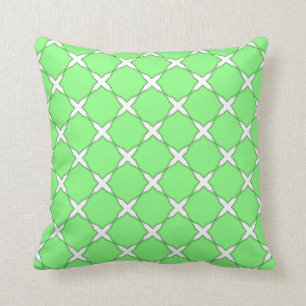 Modern Shabby Chic Green Cross Pattern Throw Pillow