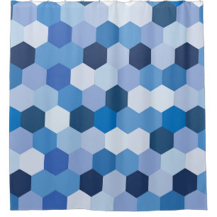 Modern Shades of Blues Whites Hexagonal Geometric