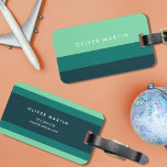 Modern Shades of Green and Teal Colour Block Luggage Tag<br><div class="desc">Travel in style with this modern colour block luggage tag in shades of green and teal. Personalize this tag with your information and for more options such as to change the font and it's size click the "Customize it" button. *Please note that the Zazzle Watermark that appears in the zoom...</div>