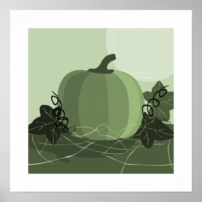 Modern Shades of Green Pumpkin Kitchen Square Poster (Front)