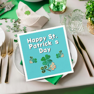 Modern Shamrock Clover Happy St. Patrick`s Day Napkin