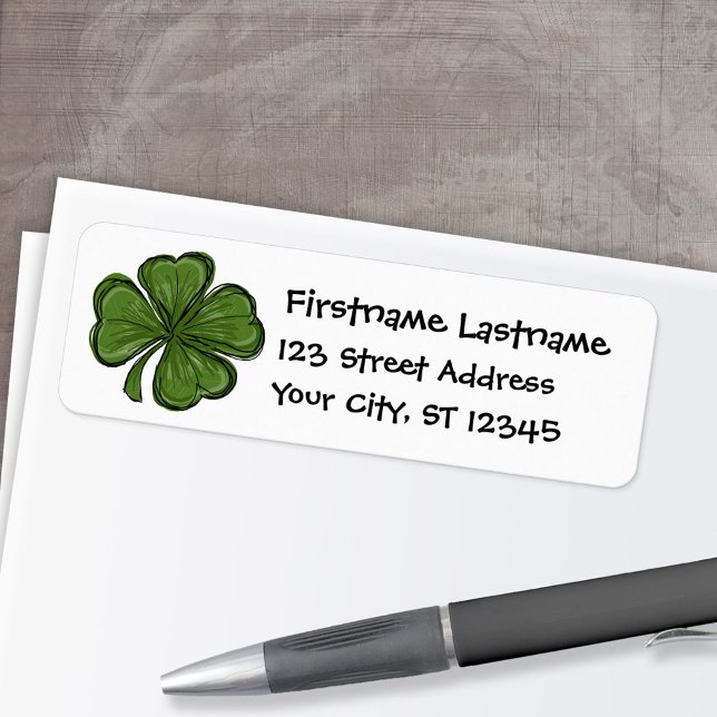 Modern Shamrock with return address (Personalized Return Address Label)