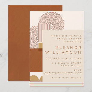 Modern Shapes and Lines Terracotta Bridal Shower Invitation