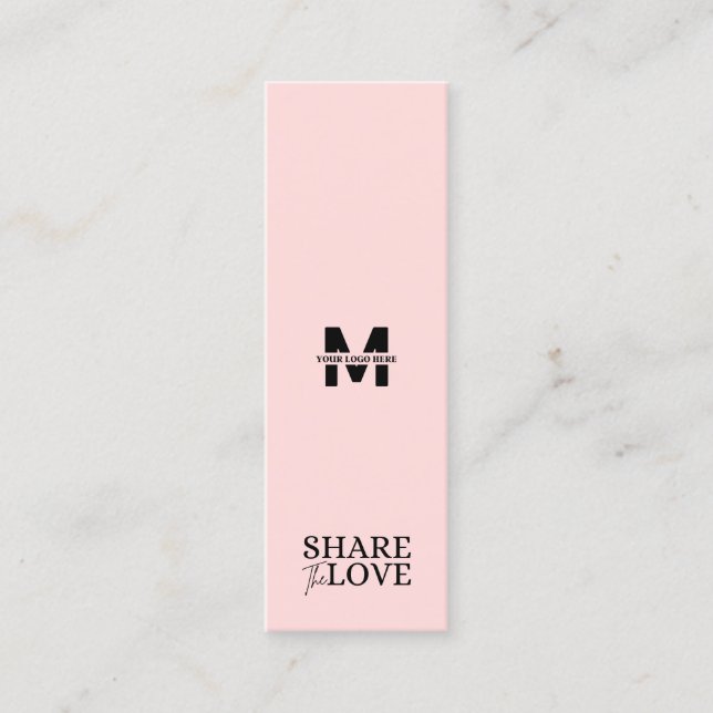 Modern Share the love blush pink refer a friend  Mini Business Card (Front)