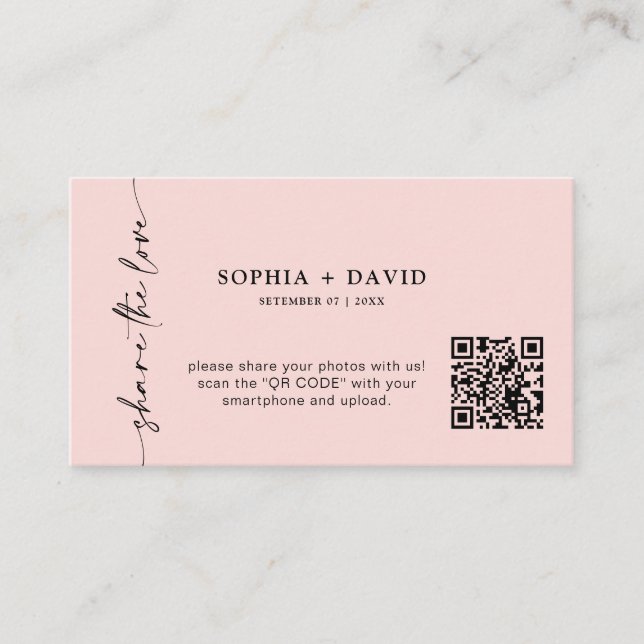 Modern Share The Love QR Code Wedding Photos Card (Front)