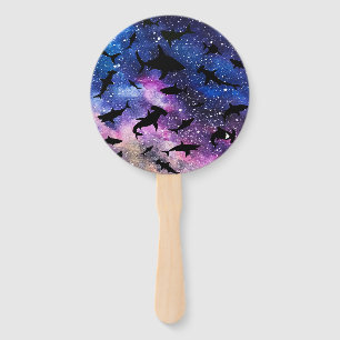 Modern Shark fish gradient colourful galaxy Space Hand Fan