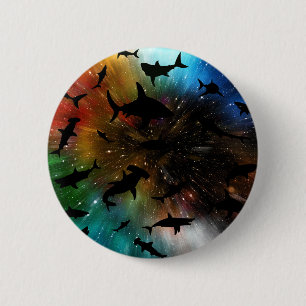 Modern shark fish jaws whale under the sea galaxy 2 inch round button