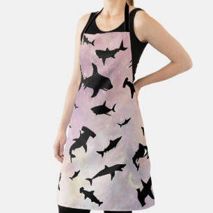 Modern shark fish jaws whale under the sea galaxy apron