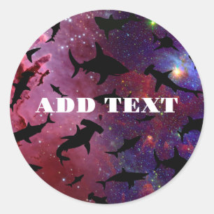 Modern shark fish jaws whale under the sea galaxy classic round sticker