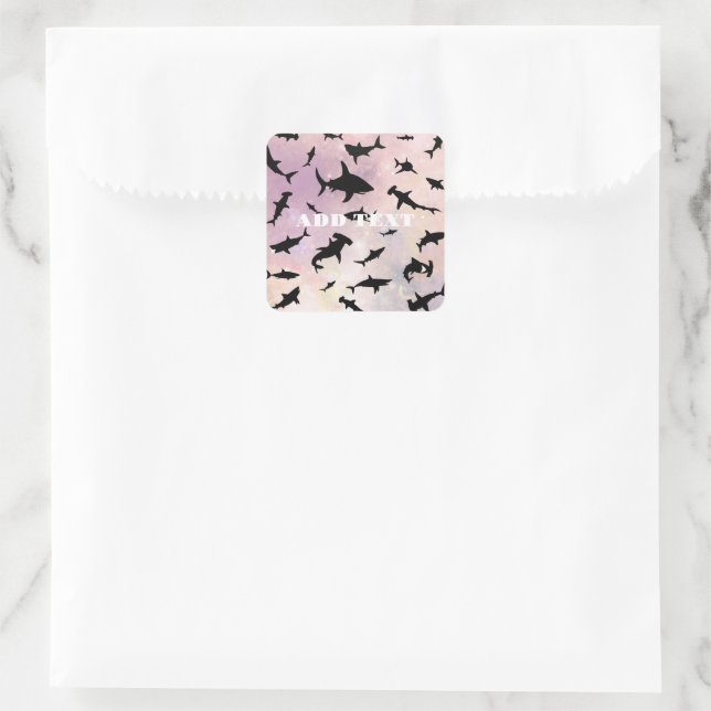 Modern shark fish jaws whale under the sea galaxy square sticker (Bag)