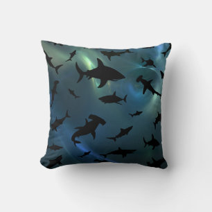 Modern shark fish jaws whale under the sea galaxy throw pillow