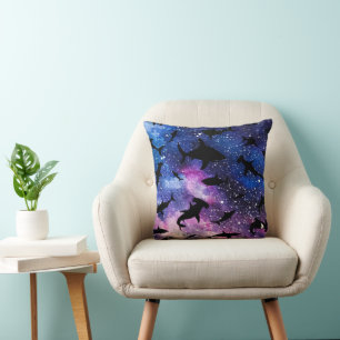 Modern shark fish jaws whale under the sea galaxy throw pillow