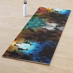 Modern shark fish jaws whale under the sea galaxy yoga mat