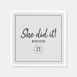 Modern She Did it! Hashtag Done Graduation Paper Napkin