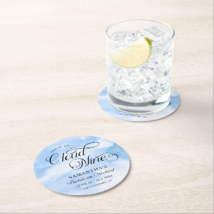 Modern She Is On Cloud 9 Bachelorette Weekend Round Paper Coaster