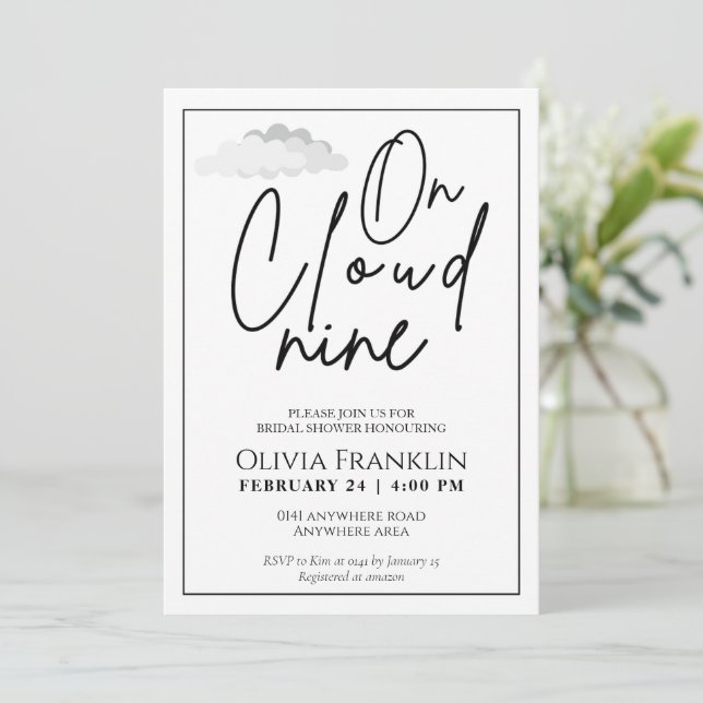 Modern She is on cloud nine bridal shower  Invitation (Standing Front)
