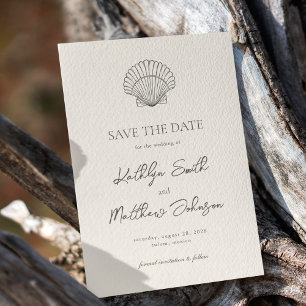 Modern Shell Beach Ocean Destination Wedding Save The Date