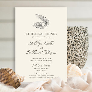Modern Shell Beach Ocean Rehearsal Dinner Invitation