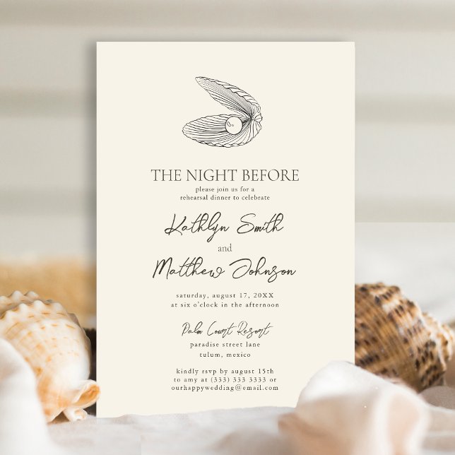 Modern Shell Beach Ocean The Night Before Invitation (Creator Uploaded)