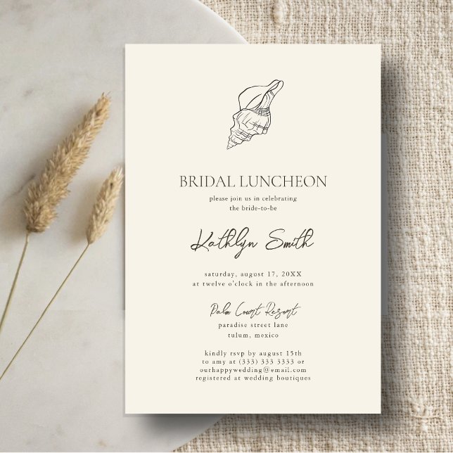 Modern Shell Beach Ocean Wedding Bridal Luncheon Invitation (Creator Uploaded)