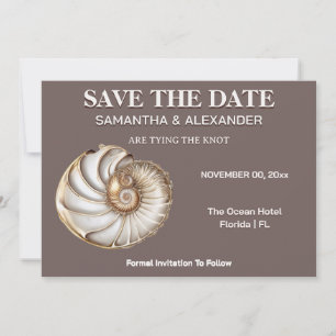 Modern Shell Save the Date Wedding Card