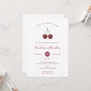 Modern She's The Cherry on Top Baby Girl Shower Invitation