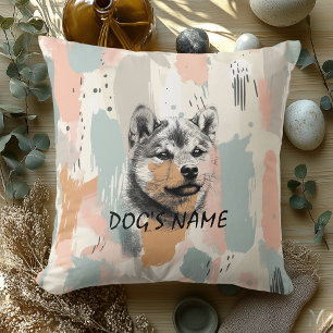 Modern Shiba Inu Portrait – Artistic Brushstroke Throw Pillow