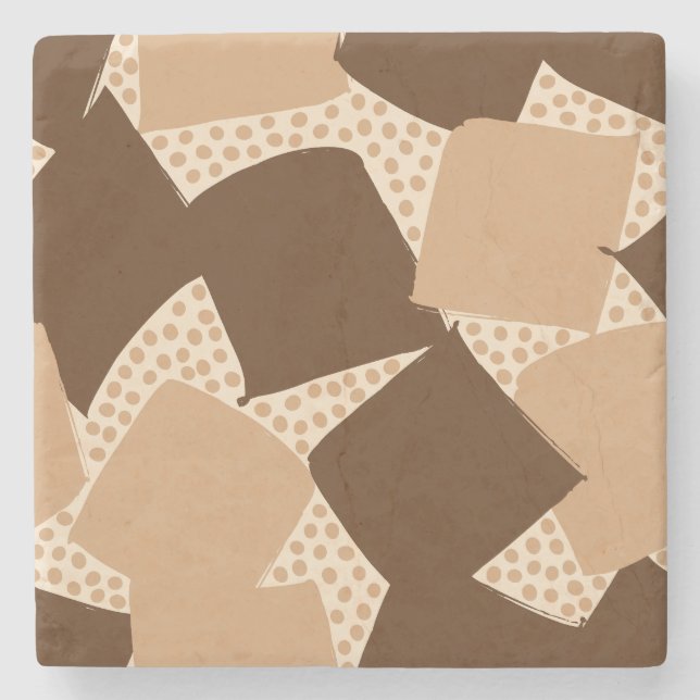 Modern Shield: Abstract Geometric Sunset Havana Stone Coaster (Front)