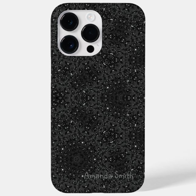 Modern Shiny Black Text Customizable Case-Mate iPhone Case (Back)