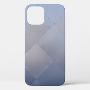 Modern Shiny Chequered Metal Blue iPhone 12 Case