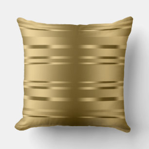Modern Shiny Gold Stripes Pattern Throw Pillow