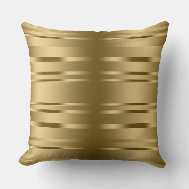 Modern Shiny Gold Stripes Pattern Throw Pillow (Front)