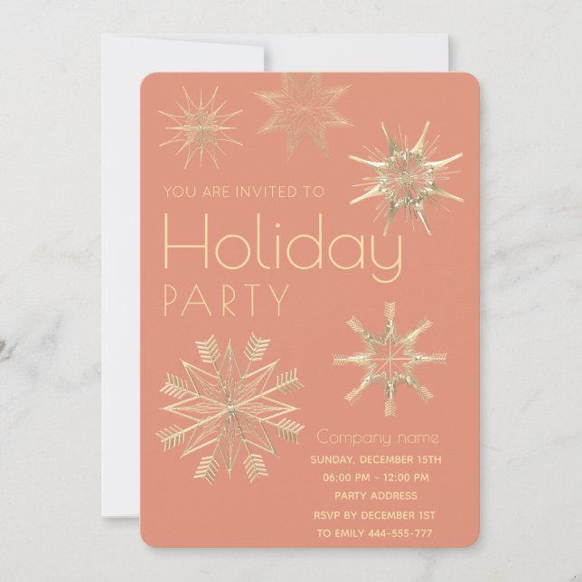 Modern shiny snowflakes corporate Holiday party   Invitation (Front)