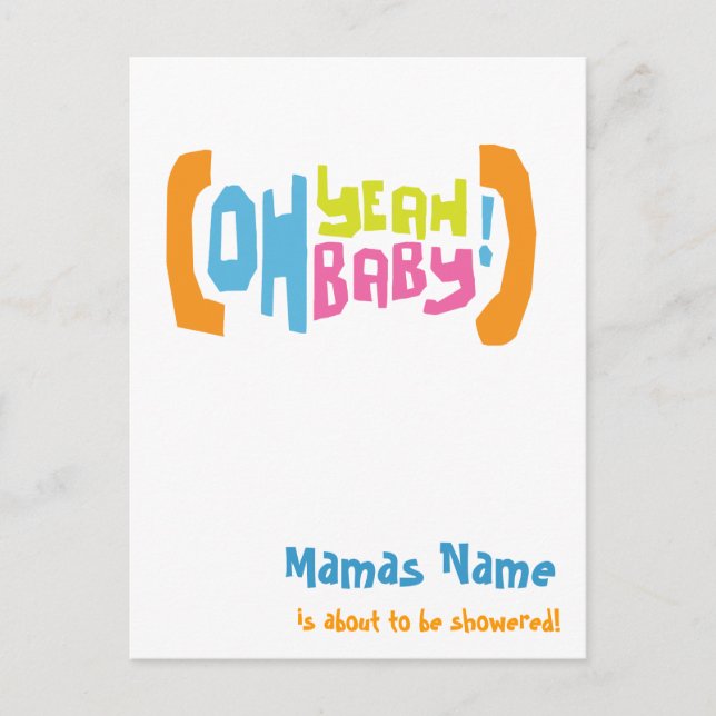 Modern Shower Invites - Oh Yeah Baby! (Front)