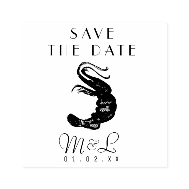 Modern Shrimp Ocean Save the Date Design Stamp (Imprint)