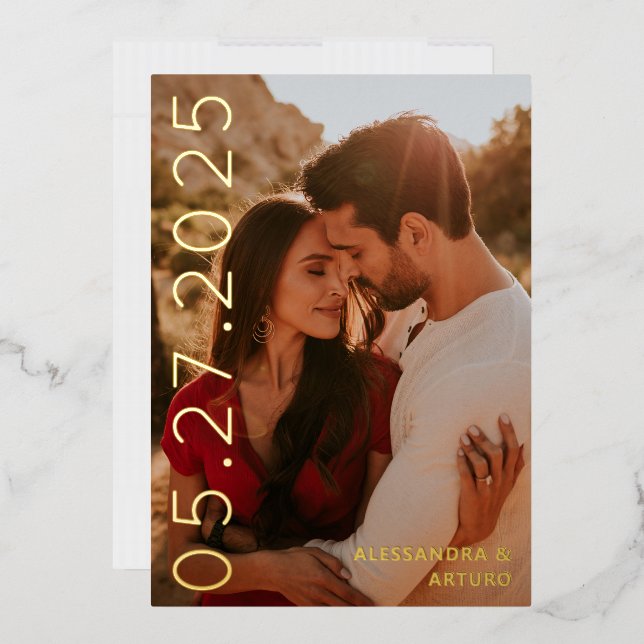 Modern Sideways Date Faux Vellum Save the Date (Envelope)