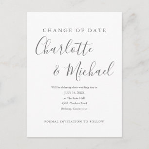 Modern Signature Change the Date Postponed Postcard