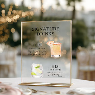 Modern Signature Drinks Cocktail Acrylic Sign