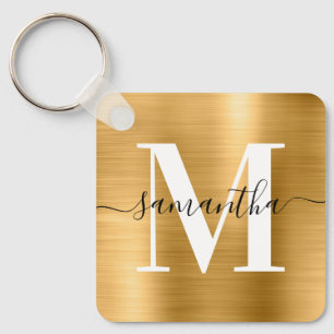 Modern Signature Monogram Gold Foil Keychain