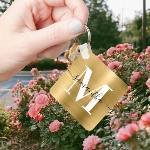 Modern Signature Monogram Gold Foil Keychain