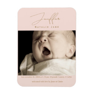 Modern Signature Name Newborn Photo Magnet