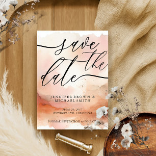 Modern Signature Rose Gold Watercolor Wedding Save The Date