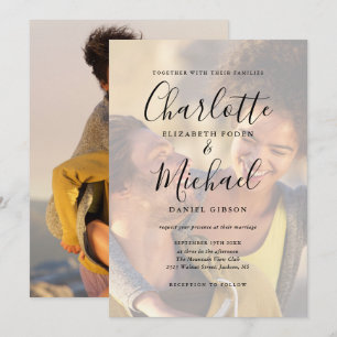 Modern Signature Script 2 Photo Wedding Invitation