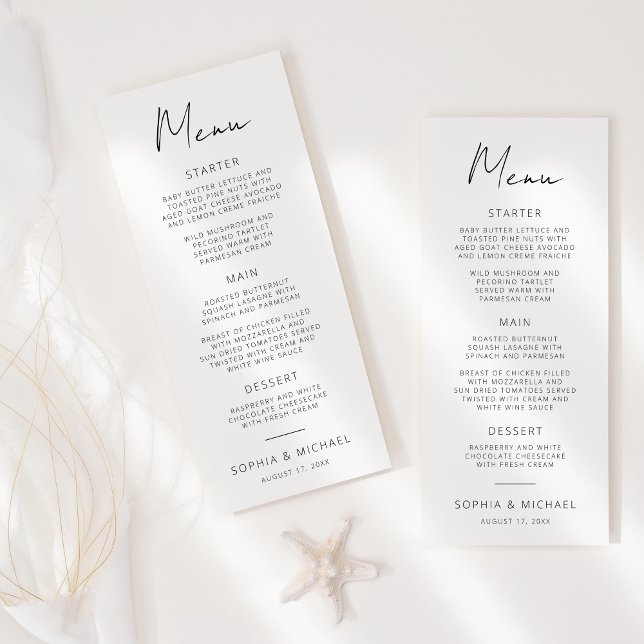 Modern Signature Script Black White Wedding Menu (Creator Uploaded)