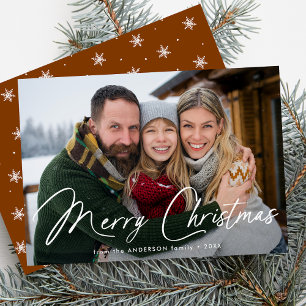 Modern Signature Script Gingerbread Photo Holiday Card