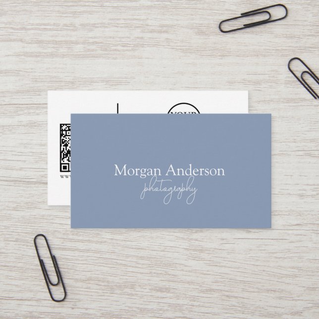 Modern Signature Script QR Code Social Business Card (Front/Back In Situ)