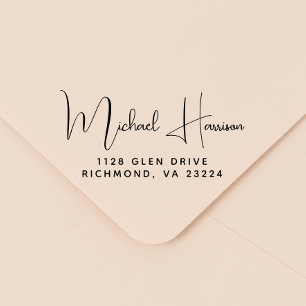Modern Signature Script Return Address Self-inking Stamp