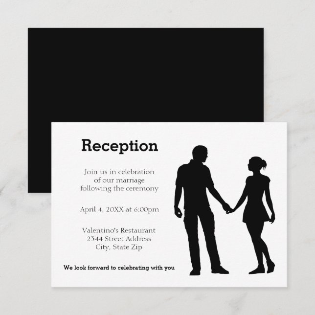 Modern Silhouette Couple - Reception Invitation (Front/Back)